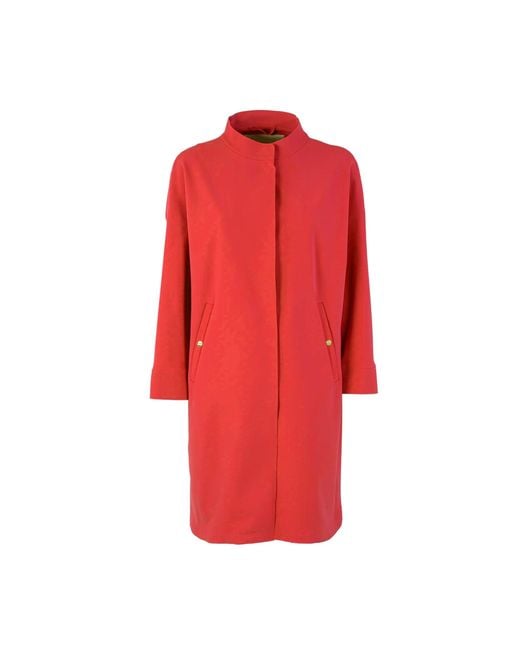 Herno Red Concealed-Fastening Coat