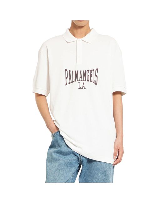 Palm Angels White College Logo Polo for men