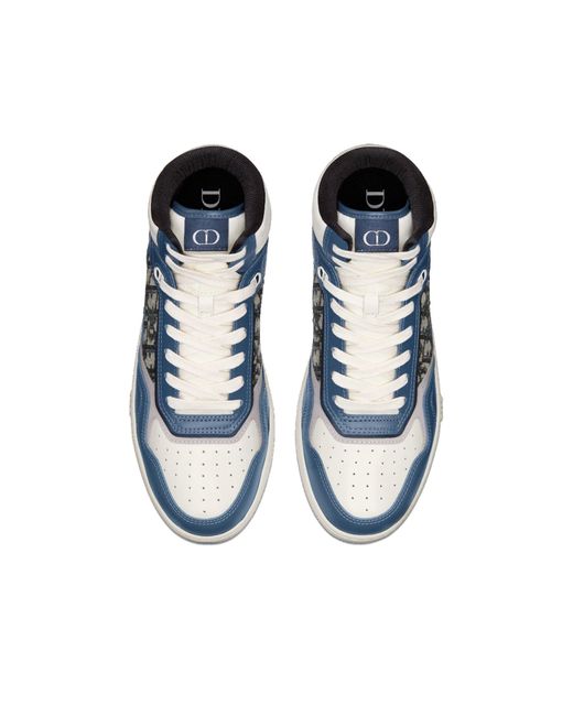 Dior Blue B27 High Top Oblique Sneakers