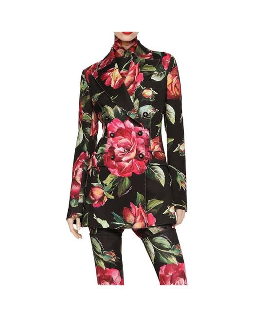 Blazer con stampa floreale di Dolce & Gabbana in Red
