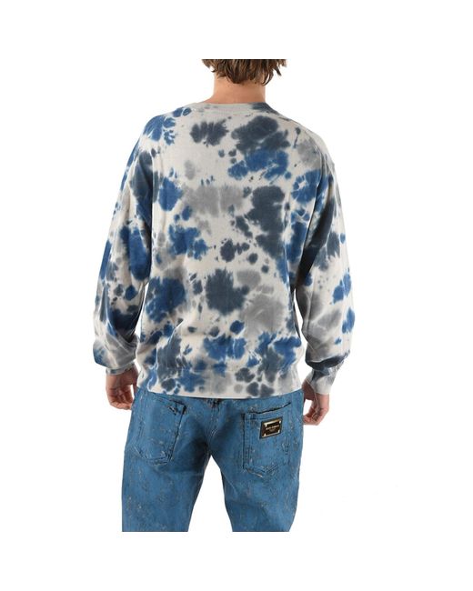 KENZO Blue Cotton Printed Sweater for men