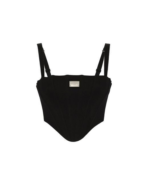 Jersey top with straps and the Dolce&Gabbana tag di Dolce & Gabbana in Black