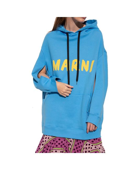 Marni Blue Oversize Hooded Sweatshirt