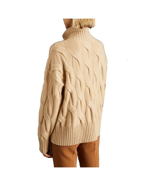 Maglione in cashmere e lana a coste di Max Mara Studio in Natural