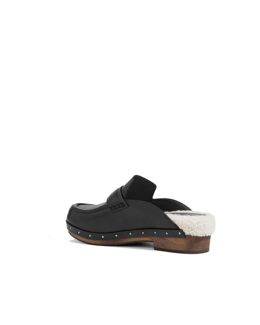 Brunello Cucinelli Black Leather Clogs Mules