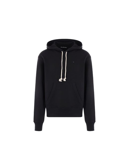Acne Black Logo-Patch Hooded Sweatshirt for men