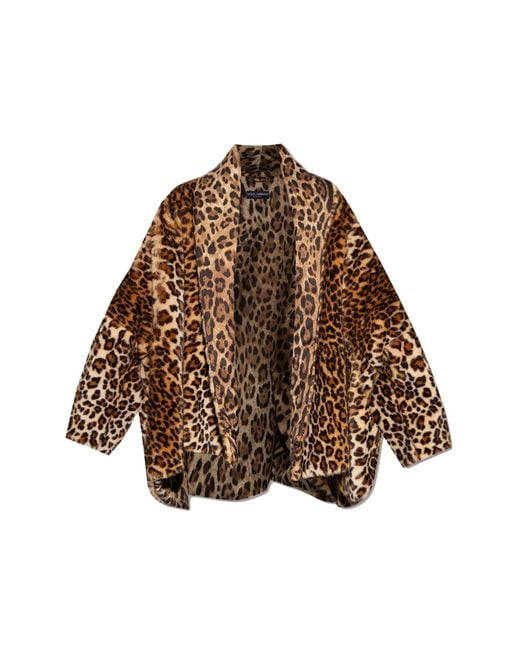 X Kim Giacca in pelliccia sintetica leopardata di Dolce & Gabbana in Brown