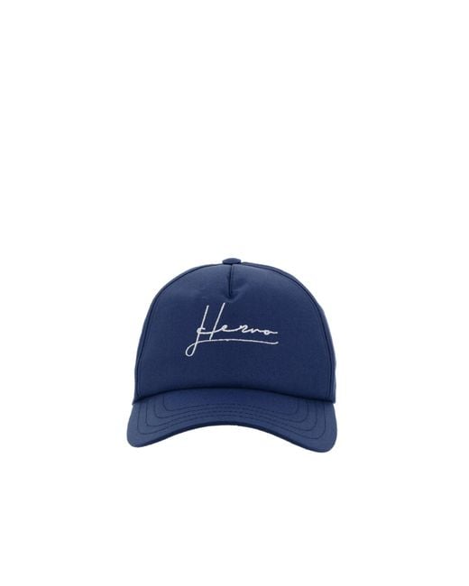 Herno Blue Cotton Logo Cap