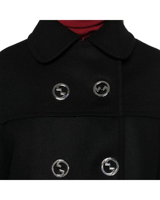 Gucci Black Double-Breasted Wool Coat