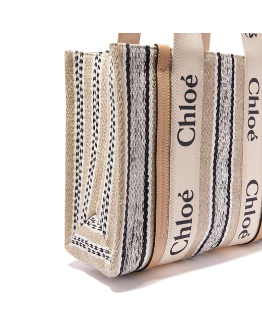 Chloé White Chloé Woody Medium Tote Bag