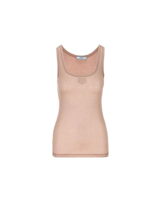 Prada Pink Sleeveless Logo Top