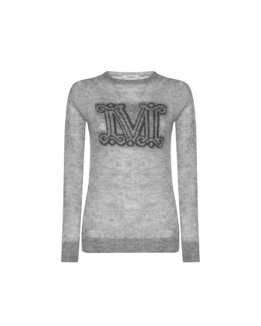 Max Mara Ocra Mohair Sweater in Grey | Lyst UK