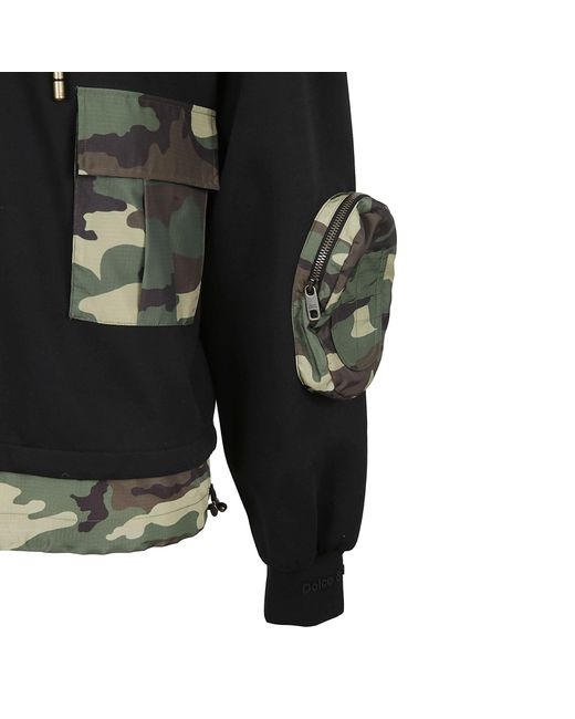 Camuflage stampata con cappuccio con cappuccio di Dolce & Gabbana in Black da Uomo