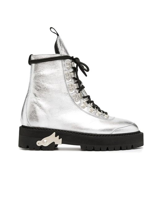 Stivali Da Caviglia Metallici Bianchi Al Largo di Off-White c/o Virgil Abloh in Black