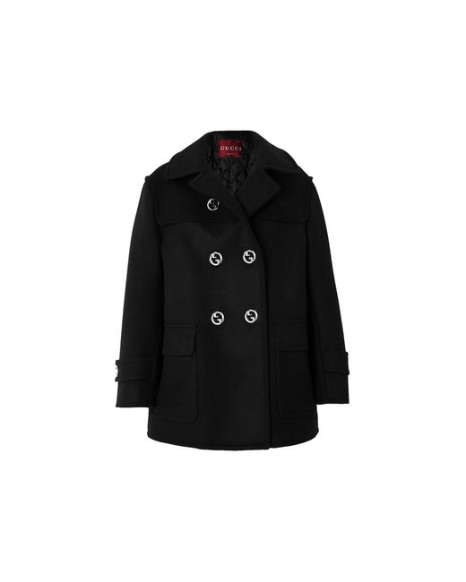 Gucci Black Double-Breasted Wool Coat