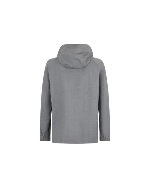 Herno Gray Wool Hooded Jacket for men