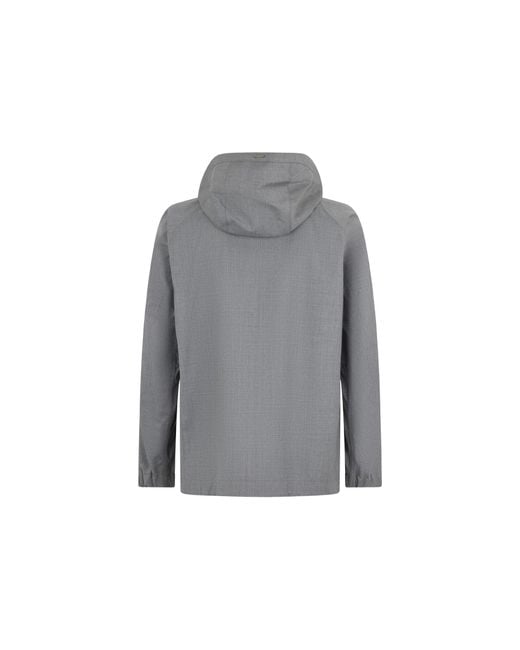 Herno Gray Wool Hooded Jacket for men