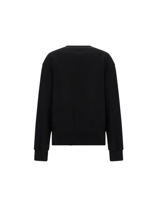 Versace Black Bestickter Baumwoll-Sweatshirt Mit Gerippten Abschlüssen