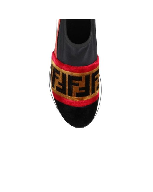Fendi Red Fabric Athletic Sneakers
