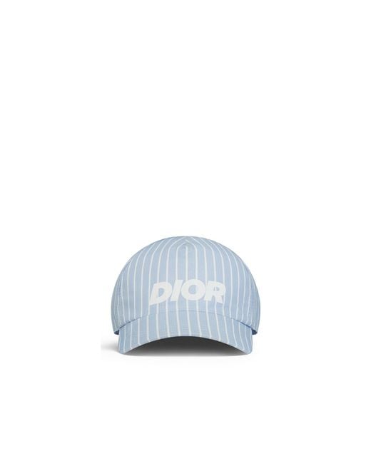Dior Blue Logo Printed Striped Baseball Cap for men