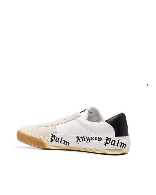 Palm Angels White New Vulcanized Suede & Calf Leather Sneaker for men