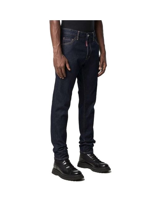 DSquared² Blue Straight-Leg Cotton Denim Jeans With Logo Detail for men