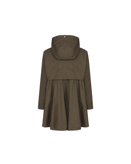Herno Brown Ruffled Flared Coat Cotton