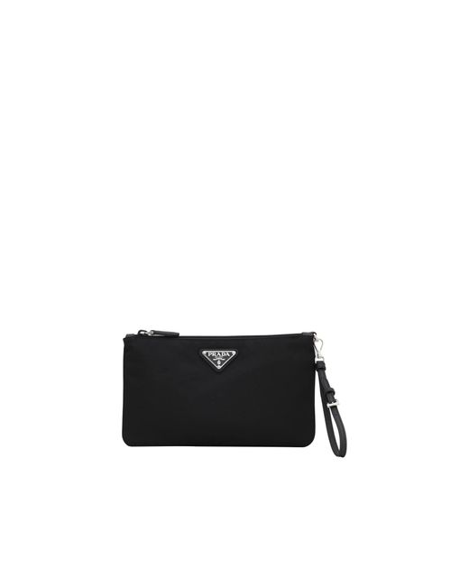 Prada Black Nylon Saffiano Wristlet Pouch