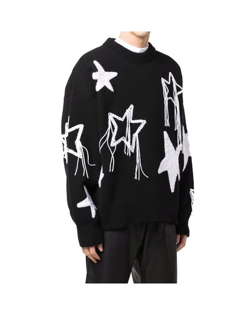 Maglione in lana impreziosito da stelle di Palm Angels in Black da Uomo