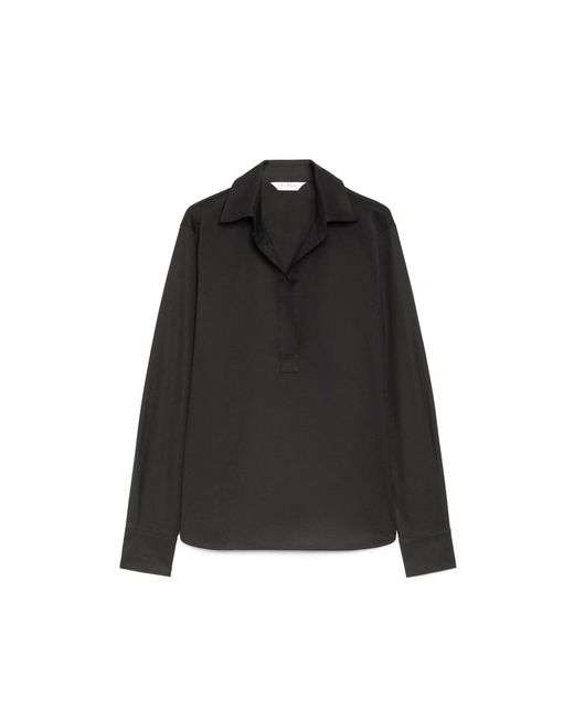 Max Mara Black V-Neck Cotton Shirt With Loose Silhouette