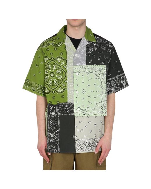 Camicia in cotone patchwork di KENZO in Green da Uomo