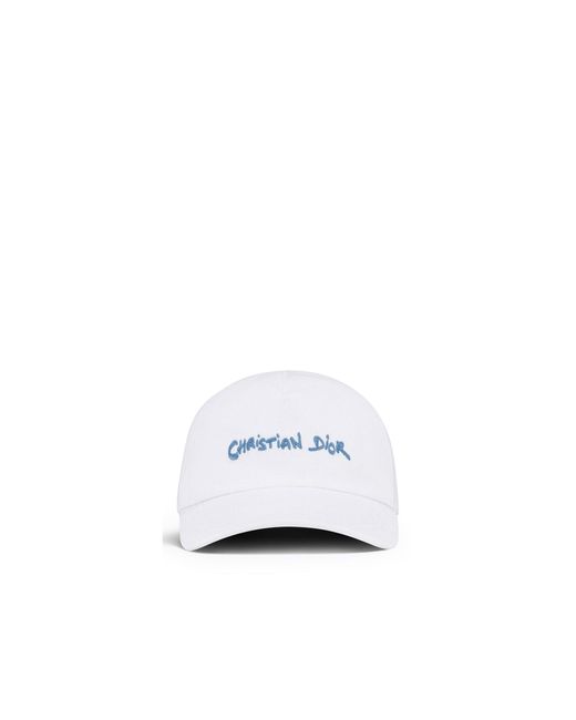 Dior White Cotton Signature Cap for men