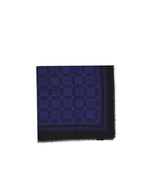 Versace Blue Foulard Square Scarf