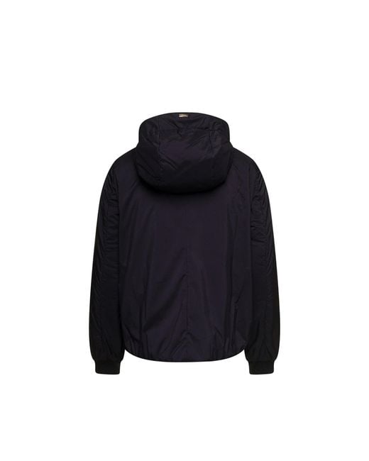 Herno Blue Matt Hooded Bomber Jacket