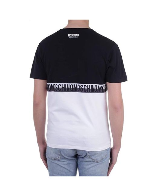 Maglietta in cotone con logo di Moschino in Black da Uomo
