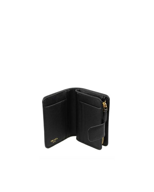 Prada Black Nylon And Leather French Wallet