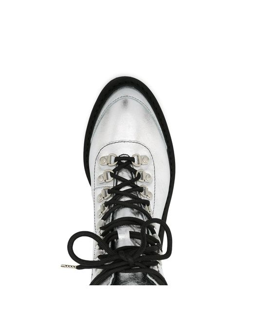 Off-White c/o Virgil Abloh Black Off White Metallic Finish Ankle Boots