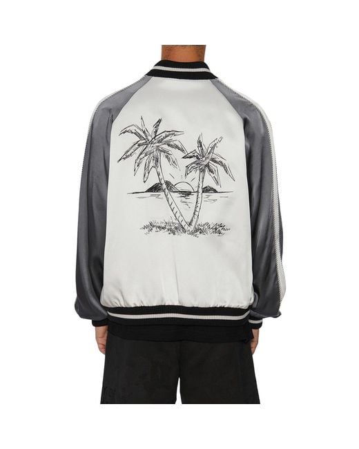 Palm Angels Blue Palms Souvenir Bomber Jacket for men