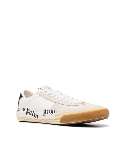 Palm Angels White New Vulcanized Suede & Calf Leather Sneaker for men