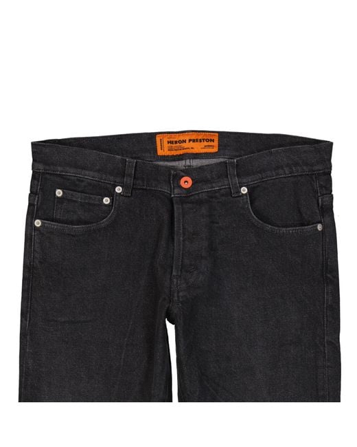 Cotton Denim Slim Jeans di Heron Preston in Black da Uomo