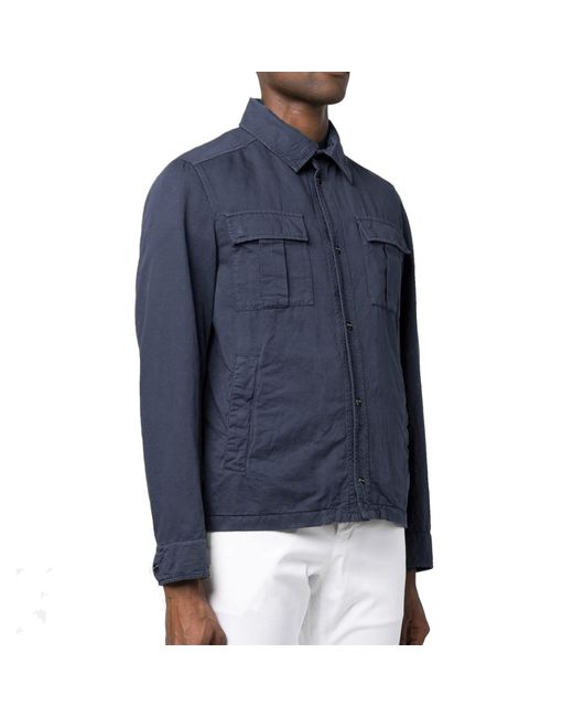 Herno Blue Chest-Pockets Shirt for men