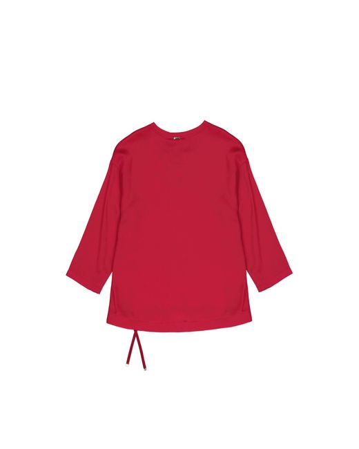 Herno Red Long-Sleeve V-Neck Top
