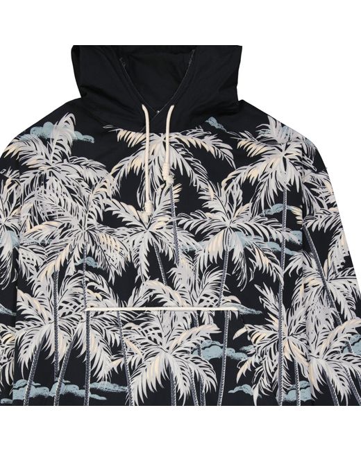 Palm Angels Black Hooded Printed Shirt for men