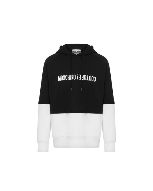 Moschino Black Logo Embroidered Hoodie for men