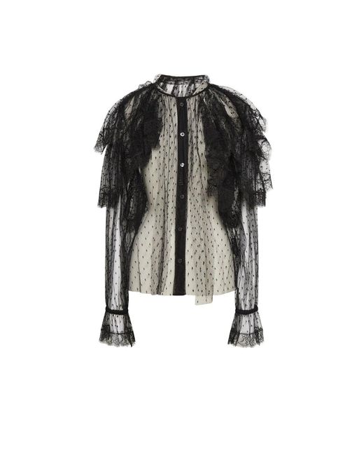 Camicia con volant in pizzo di Dolce & Gabbana in Black