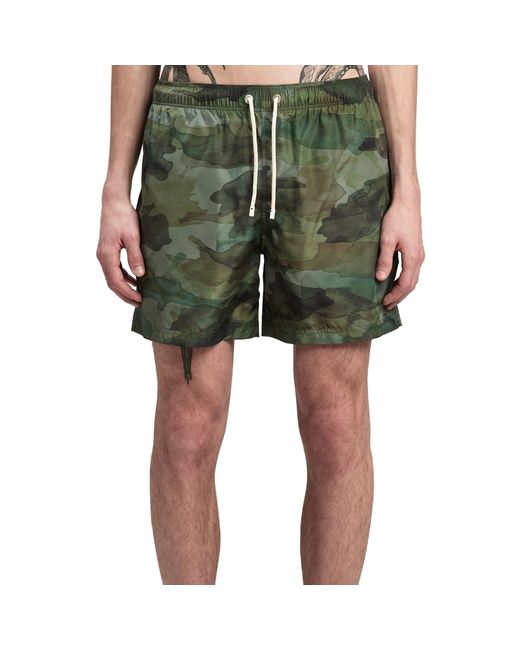 Palm Angels Green Camouflage Swim Shorts for men