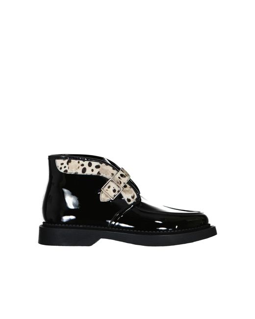 Saint Laurent Black Leather And Fur Boots for men