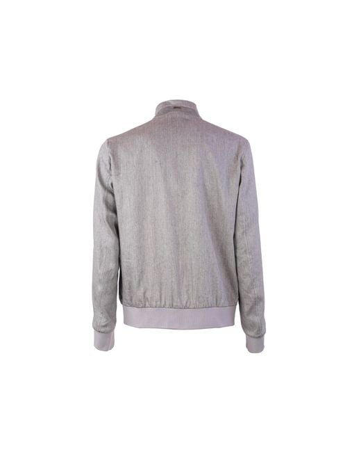 Herno Gray Linen Bomber Jacket for men