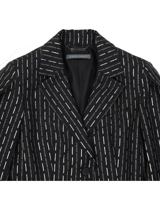 Alberta Ferretti Black Wool Logo Jacket