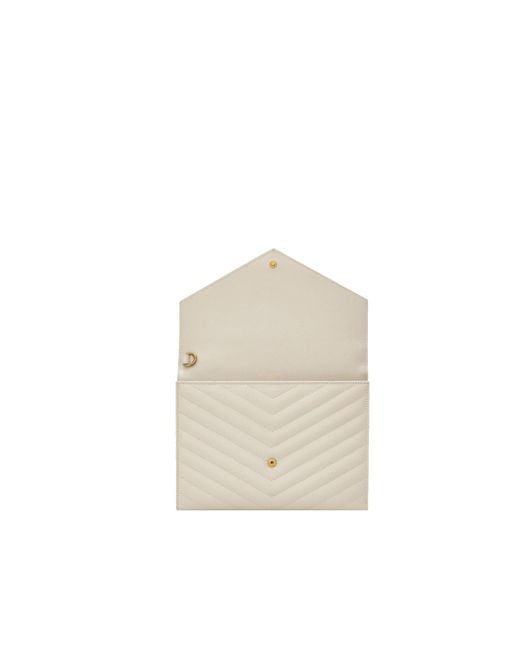Saint Laurent White Cassandre Matelasse Pouch